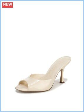 Leather Pointed Toe Spool Heel Mule Sandals 3.375" Slip-On